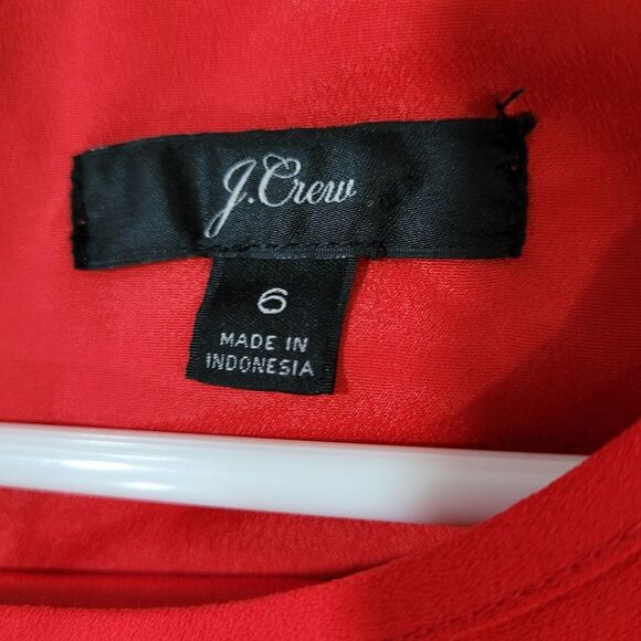 J.Crew size 6 red Long-Sleeve Shift Dress in Everyday Crepe MSRP $118. - Picture 3 of 7